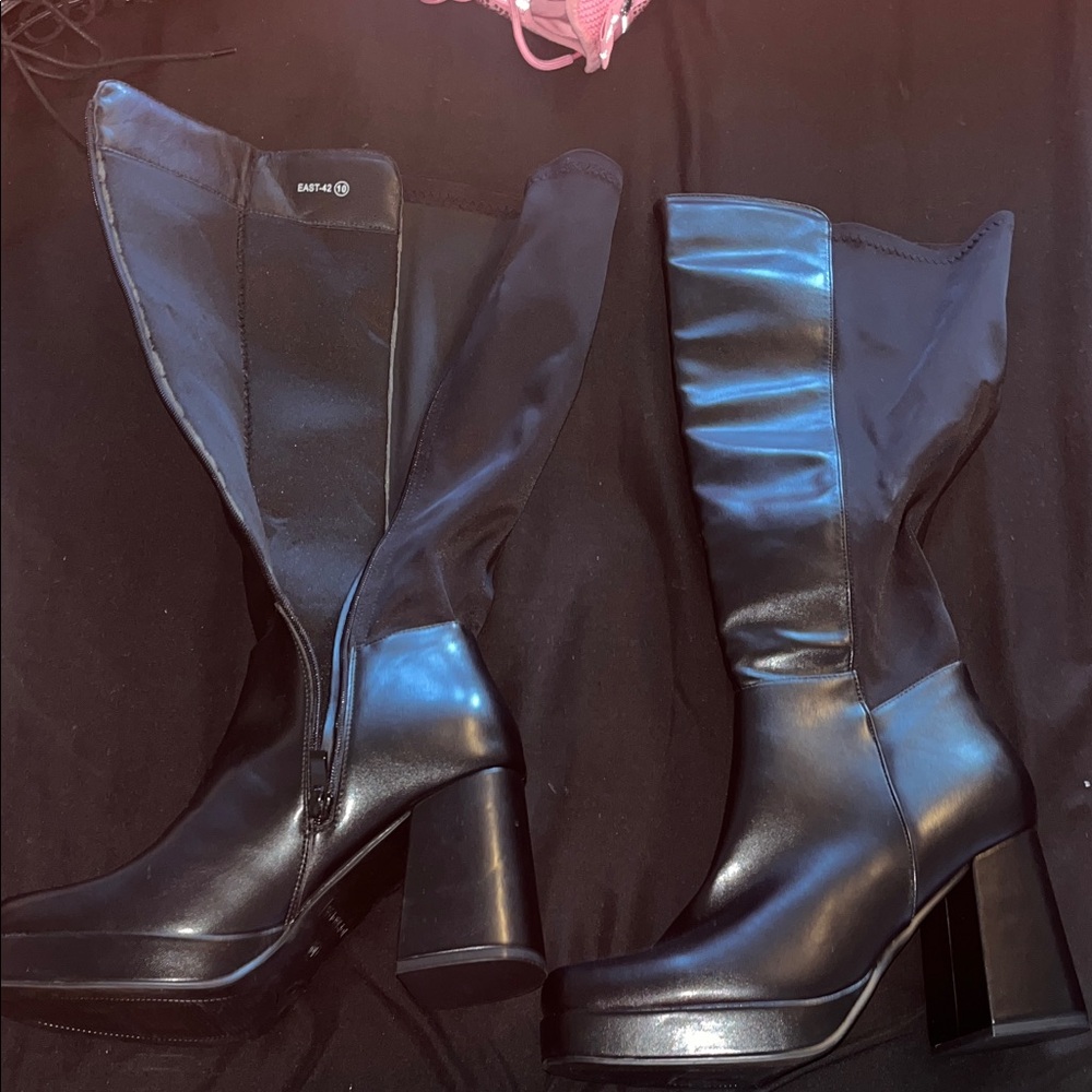 Black Leather Women's Boots wide calf
